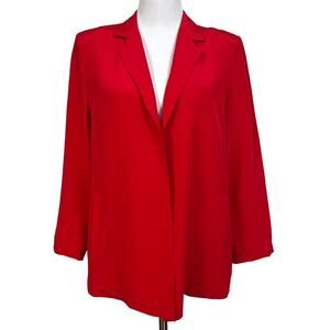 Silk Studio Vintage Women’s Red Blazer Silk Long Sleeve Open Front Sz 8